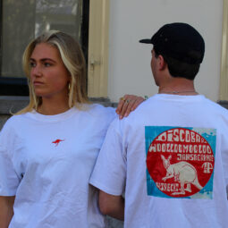 Retro Record Tee - White/Kangaroo Red